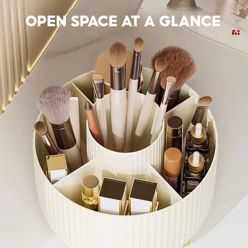 360° Rotating Makeup Brush Holder Organizer - Multicolour 5 Slot Makeup Brushes Cup for Cosmetics, Nail Polish, Art Supplies | Bathroom Vanity & Desktop Organizer (White) Boxes