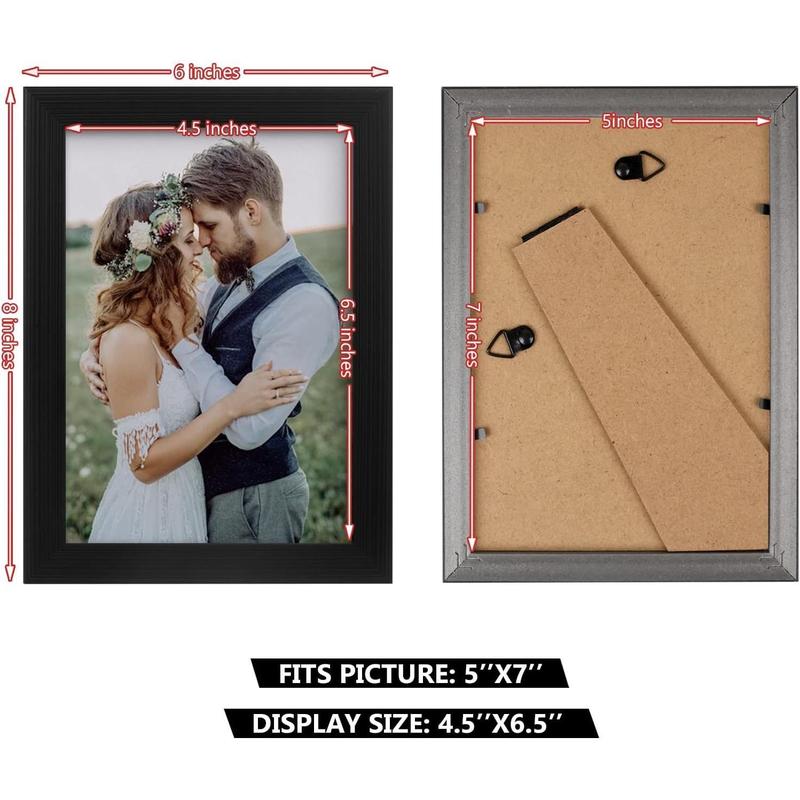 2 Pack 5x7 Picture Frame, Black Picture Frame for Wall and Tabletop Display, Resistant Plastic Photo Picture Frame with Clear Plexiglass for Vertical or Horizontal Display