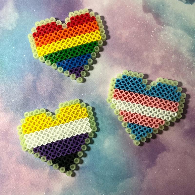 Pride Heart Perler Kandi Fridge Locker Magnet