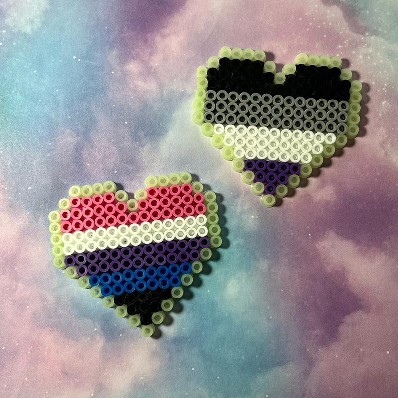 Pride Heart Perler Kandi Fridge Locker Magnet