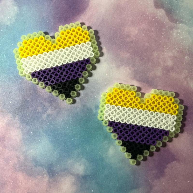 Pride Heart Perler Kandi Fridge Locker Magnet