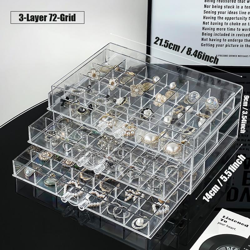 Layers Plastic Dustproof Jewelry Box, 1 Count Jewelry Storage Box, Transparent Large Jewelry Storage Display Case, Multi-layer Jewelry Earrings Rings Necklaces Bracelets Pendants Organizer