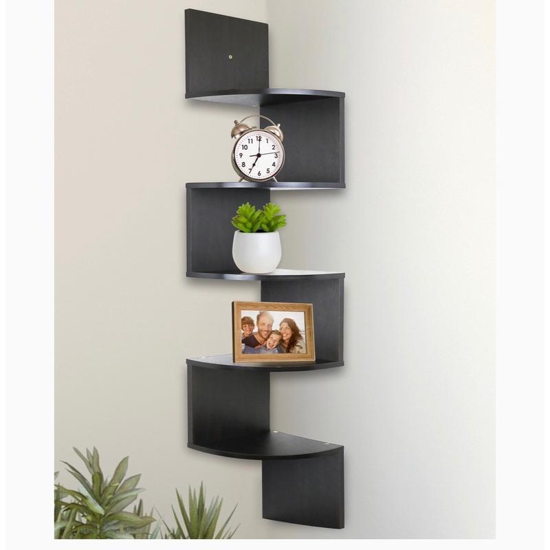 5-Tier Corner Shelves, Floating Corner Shelf, Wall Organizer Storage, Easy-to-Assemble Tiered Wall Mount Shelves for Bedrooms, Bathroom Shelves, Kitchen, Offices, & Living Rooms