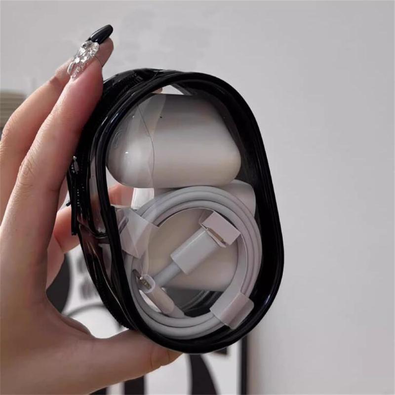 Clear Charging Cable Storage Bag, 1 Count Transparent Compact Organizer for Travel, Data Cables, Headphones & More, Mini Cord and Charger Organizer