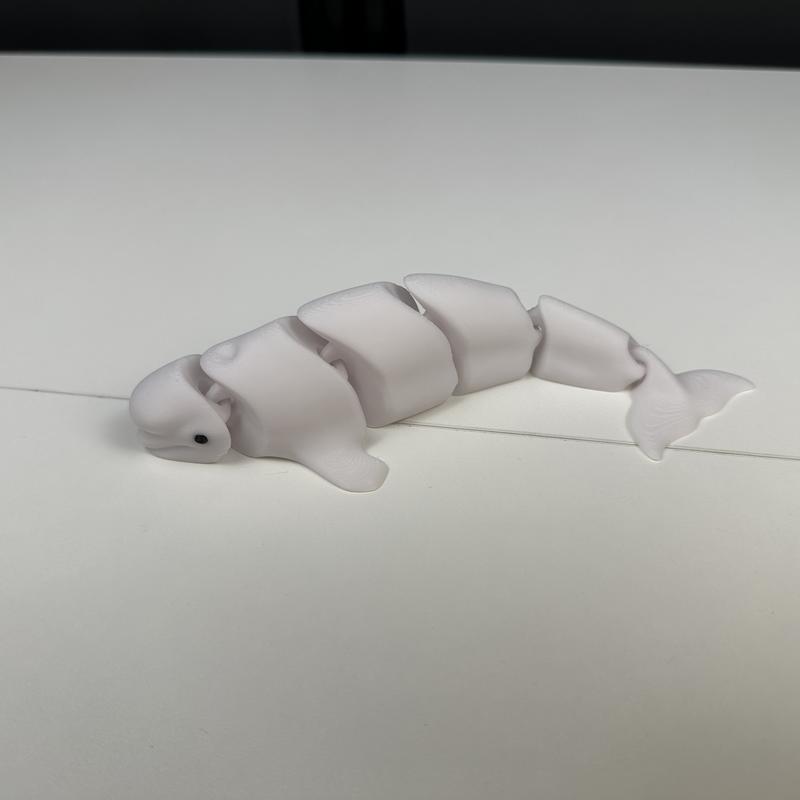 3D Printed Articulated Beluga Whale for Home Decor - PLA Plastic, Multiple Colors Artistic