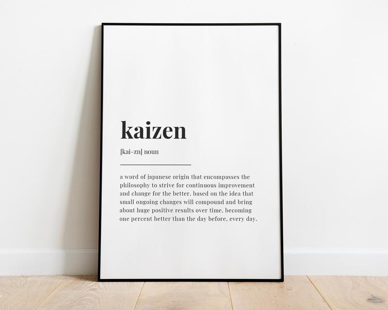 Kaizen Definition Print Poster Prints No Framed, Gifts For Family Friend, Bedroom Wall Decor, Wall Art Home Decor, Modern Wall Art