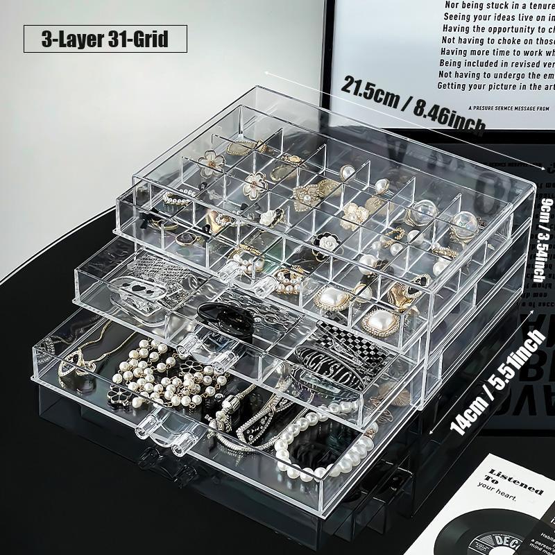 Layers Plastic Dustproof Jewelry Box, 1 Count Jewelry Storage Box, Transparent Large Jewelry Storage Display Case, Multi-layer Jewelry Earrings Rings Necklaces Bracelets Pendants Organizer