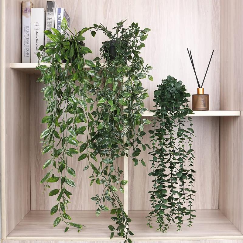 Artificial Hanging Plant, 3 Counts Fake Potted Plant, Fake Hanging Plant for Wall Home Room Office Indoor Decor, Home Decor Supplies