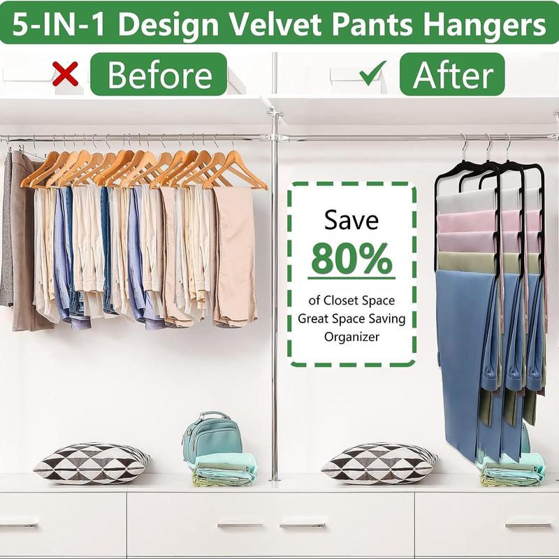 Pants Storage Hangers, 3 Counts set Soft & Durable Clothes Hanger, Space Saving Clothes Organizer for Wardrobe, Home Storage Organizer Supplies, Closet Organizers, Dorm Essentials