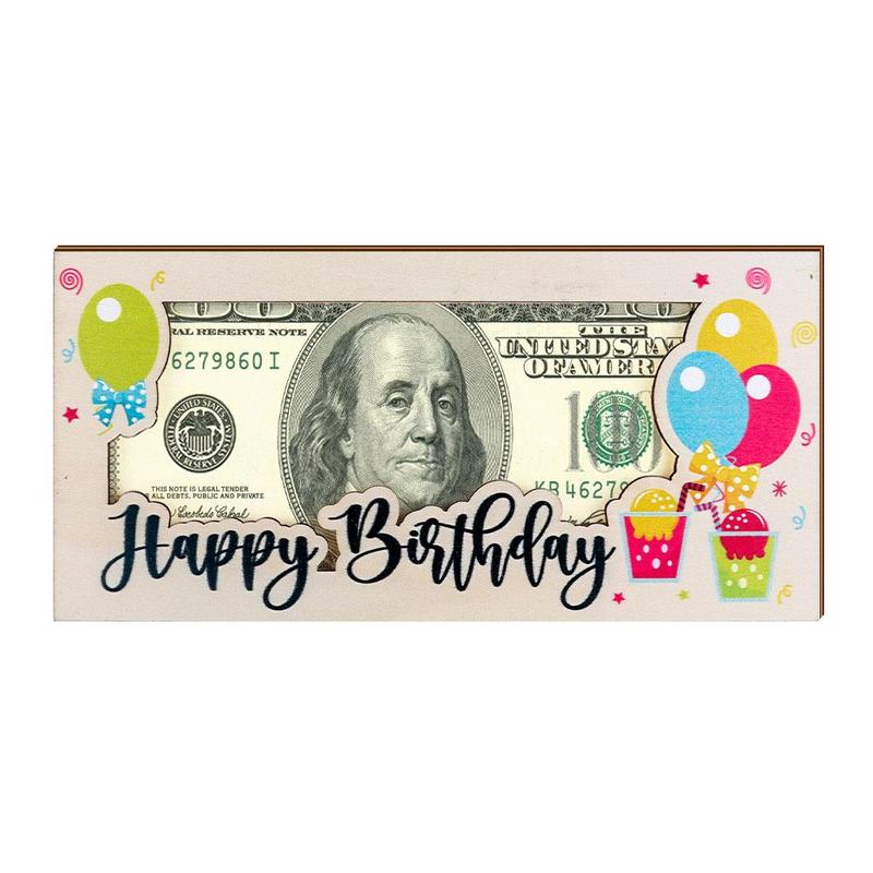 Wooden Birthday Money Gift Holder, 1 Count Happy Birthday Cash Envelope, Birthday Money Gift, DIY Money Holder, Birthday Present for Birthday Party