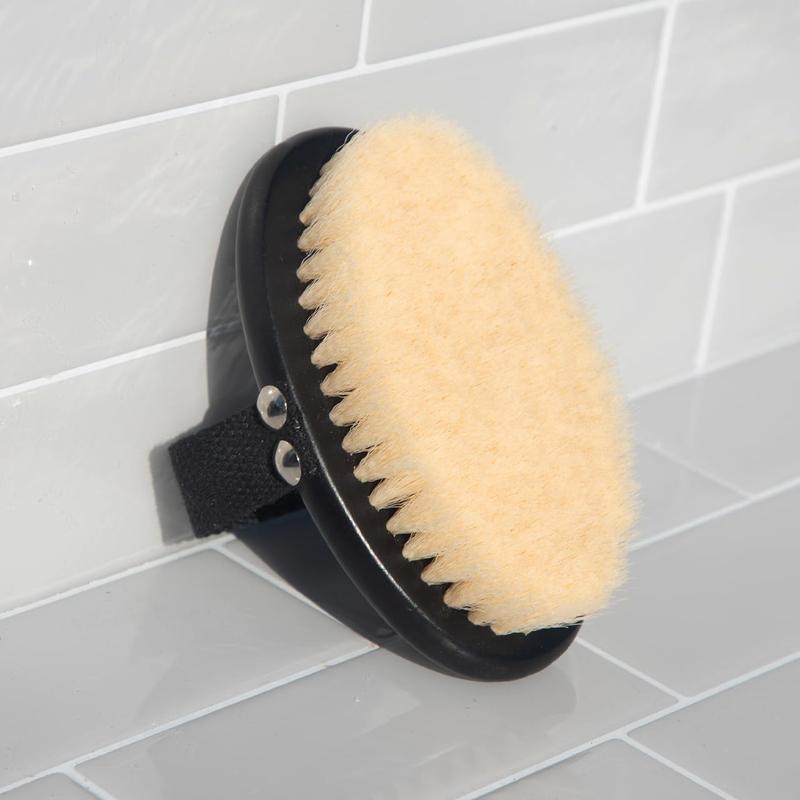 Dry Brushing Body Brush & Exfoliating Body Scrubber, Lymphatic Drainage Massager with Soft Vegan Bristle for Sensitive Skin, Gentle Back Scrubber & Dry Brush Body Care Exfoliator