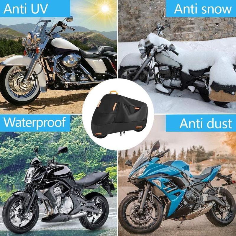 Motorcycle Waterproof Cover, Dustproof & Anti-theft Motorcycle Cover, Reflective Strip Design Universal Motorcycle Cover