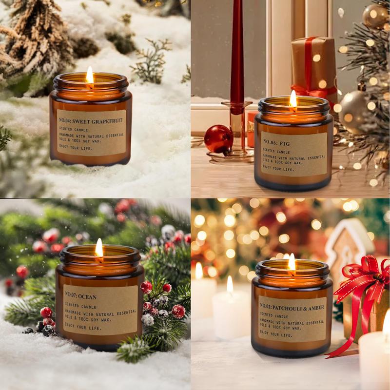 8-pack home scented candles, jar candle gift amber set, aromatherapy Christmas gift Decor Ornaments Decoration Box