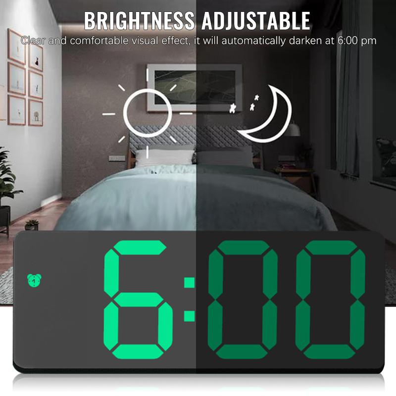 Birthday Gift Digital Alarm Clock LED Travel Alarm Clocks with Snooze Button Brightness Adjustable