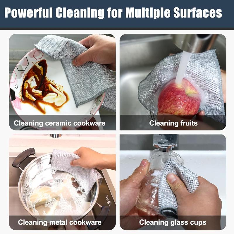 12 Pcs New Upgrade Steel Wire Dishcloth,Triple-Layer Steel Wire Cleaning Cloth,Powerful Cleaning Non-Scratch Wire Dishcloth R for Cookware, Sinks, Dishes, Stove Tops