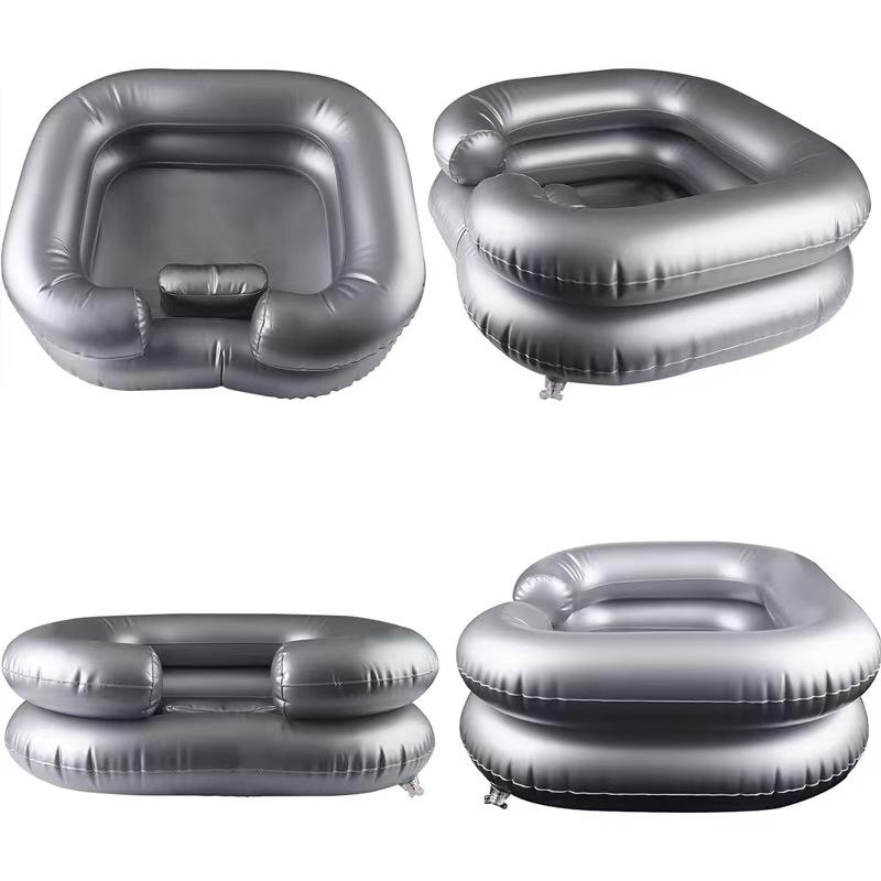 Inflatable Shampoo Basin with Neck Support & Drain Hose for Hair Washing - Perfect for Dreadlocks, Curly Hair & Thick Hair