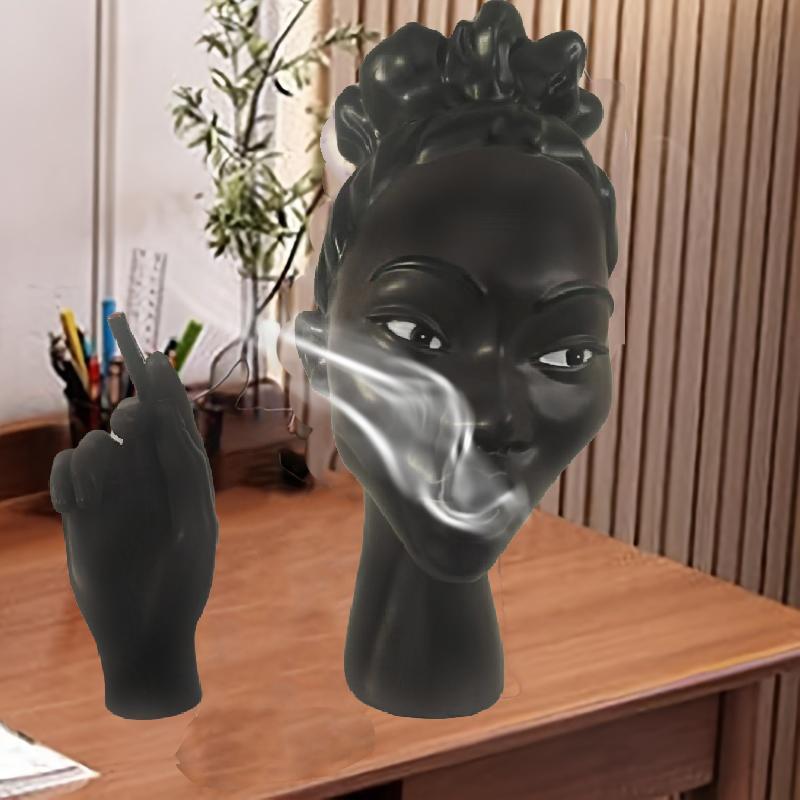 Smoking Woman Design Resin Statue, Modern Desktop Censer Ornament, Decorative Statue for Home Office Desk, Home Decor