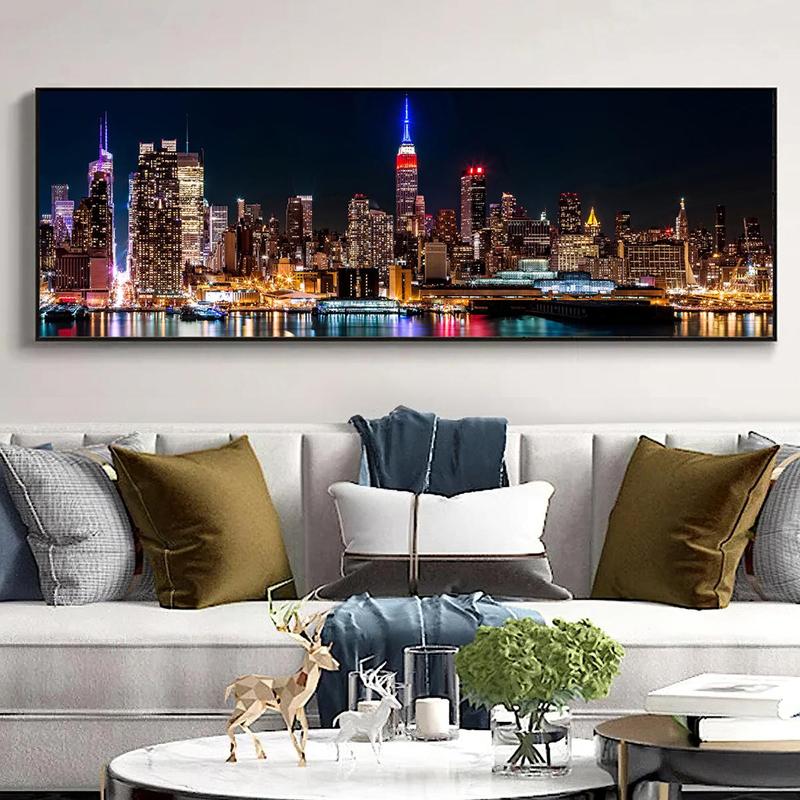 City Night View Canvas Poster without Frame, 1 Count Beautiful City Scenery Painting, Wall Decor for Home Living Room Bedroom Office