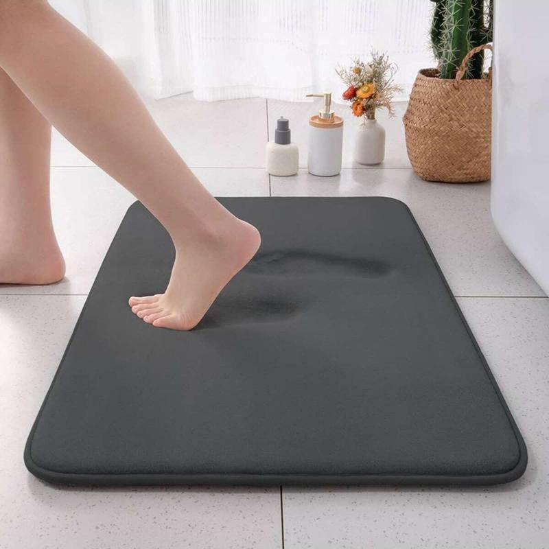 Comfortable Soft Cozy Solid Color Bathroom Mat, 1 Count Super Absorbent Washable Coral Fleece Bathmat, Non-slip Rug, Floor Mat for Kitchen Bedroom Living Room Washroom Toilet, Bathroom Accessories