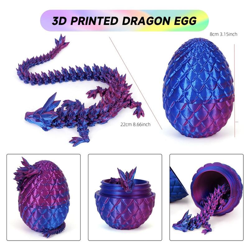 3D Printed Dragon Egg & Dragon Design Figurine, 1 Count Creative Animal Themed Decoration, Ornament for Home Office Bedroom Desk