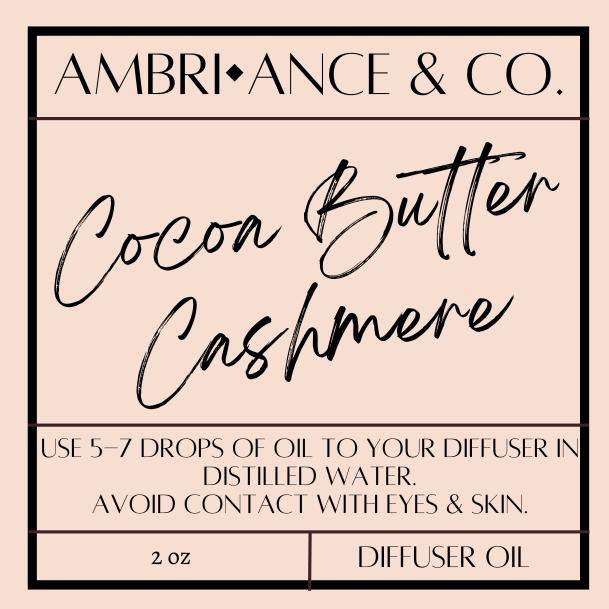 2oz Cocoa Butter Cashmere Scented Diffuser Oil for Home Fragrance -  Long-Lasting Scent- Phthalate-Free Fragrance- Home Decor Scent- Room Fragrance