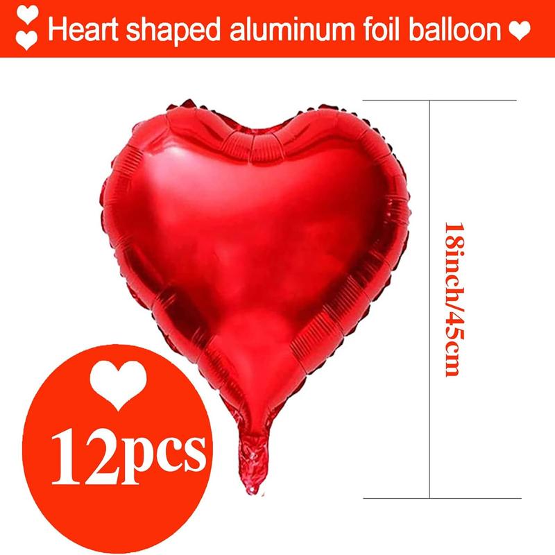 12 count Red Heart Shape Foil Balloons, 18