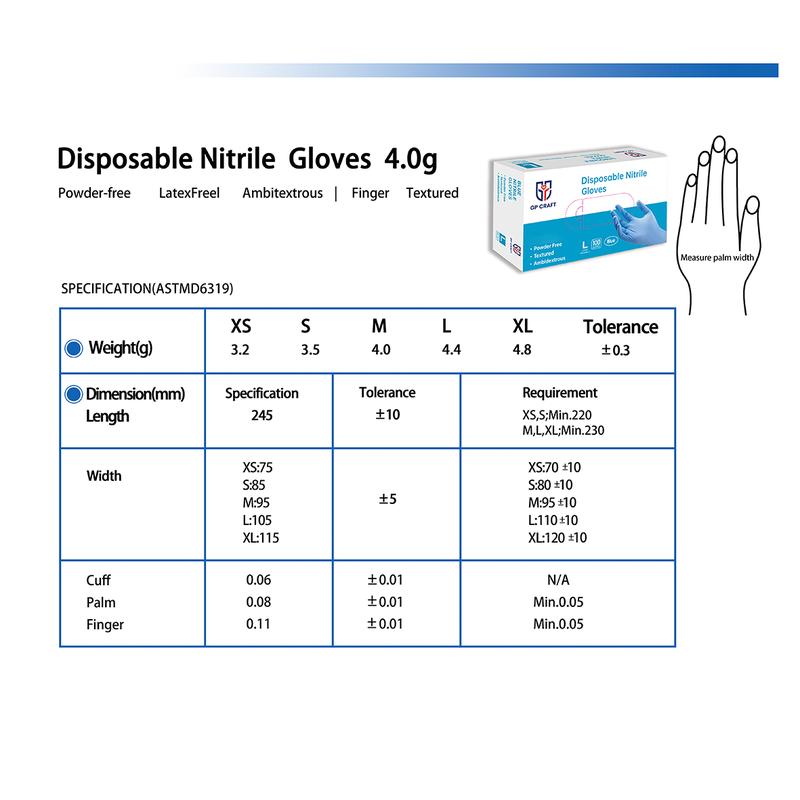 Blue Nitrile Disposable Gloves, 4mil, Powder-Free, Latex-Free, Waterproof, Non-Slip,for Household Cleaning Baking Pack