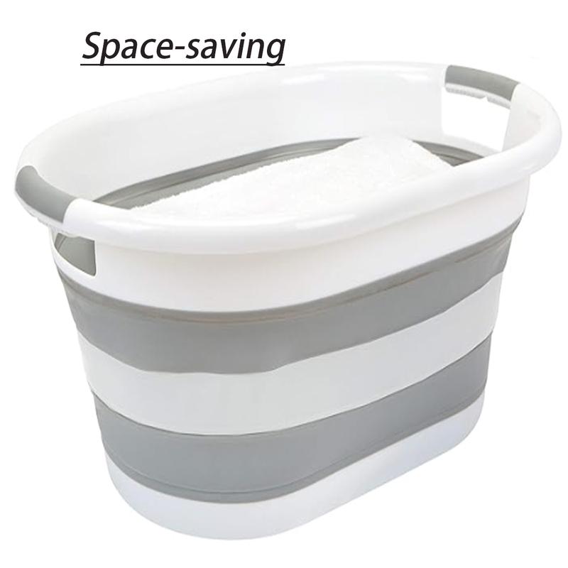 Large collapsible bucket 4.2 gallons (16 L) for home cleaning, camping, etc. - Space saving, multi-purpose cleaning mop bucket - Lightweight and portable (Gray-1) Plastic Laundry Tool