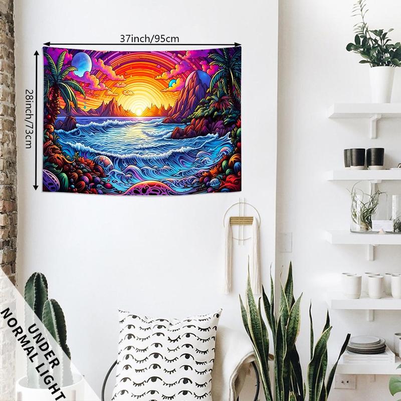 Sunset & Beach Pattern Tapestry, Wall Hanging Tapestry, Wall Art Decor for Home Living Room Bedroom