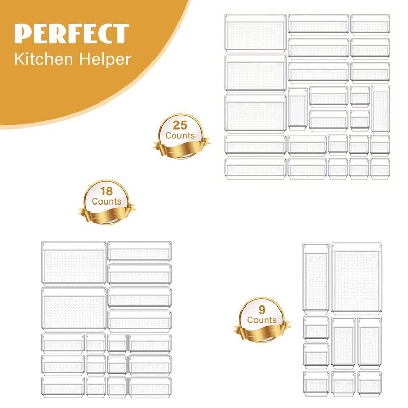 Clear Storage Box, Multifunctional Drawer Organizer Tray, Cosmetic Storage Box, Kitchen & Office Storage Box, Home Kitchen Storage Box