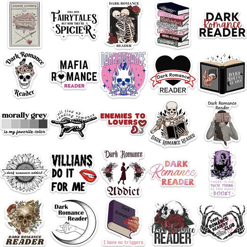 Dark Romance Sticker, 50pcs set Bookish Reading Sticker, Romance Sticker for Adult, Book Lovers Gift, Office Stationery & Supplies