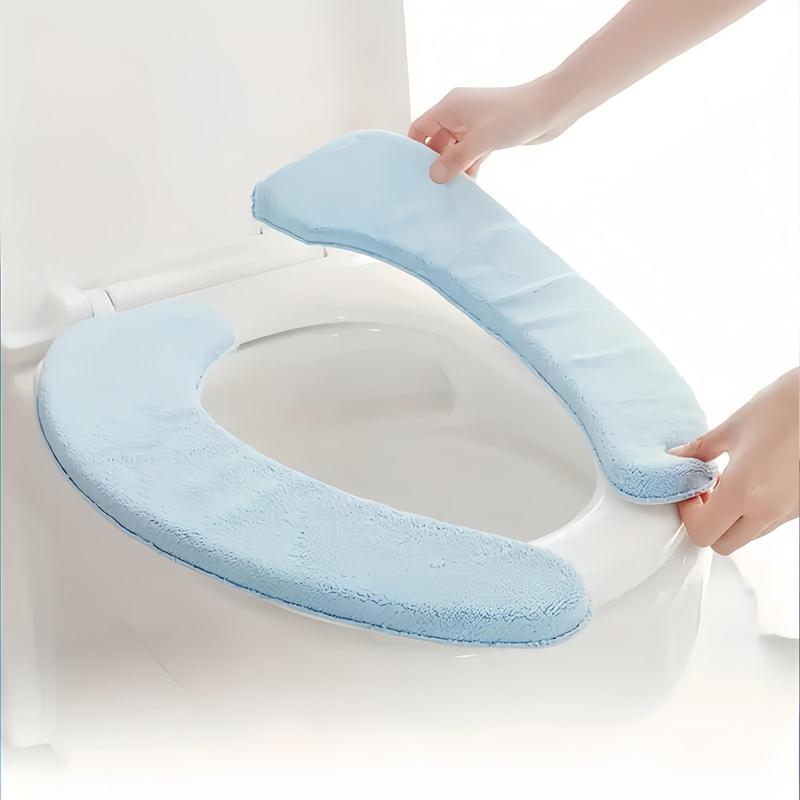 Plush Toilet Seat Cover, 1 Pair Soft Thickened Washable Toilet Seat Pad, Bathroom Supplies for Home Hotel Salon Dormitory