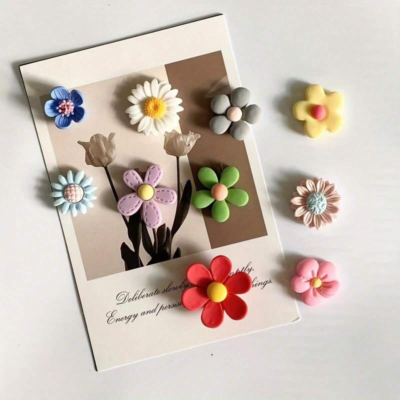 Flower Shaped Fridge Magnet, 10pcs set Cute Flower Refrigerator Magnet, Decorative Refrigerator Magnet for Home Kitchen Office