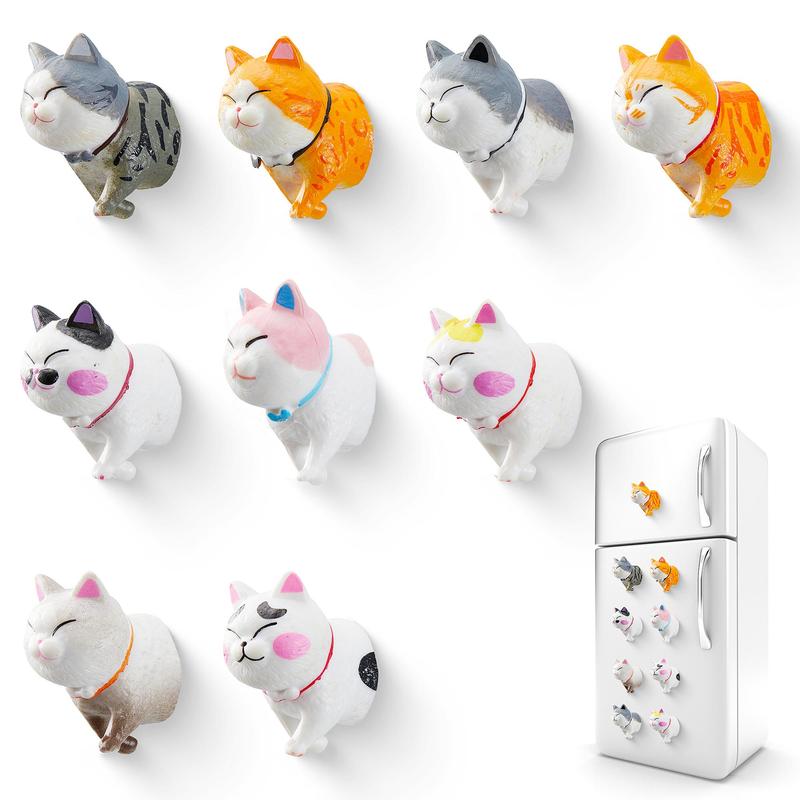 Cute Cat Design Fridge Magnet, 9 Counts set Cartoon Cat Fridge Magnet, Home Decor for Kitchen, Kitchen Accessories, Room Decor