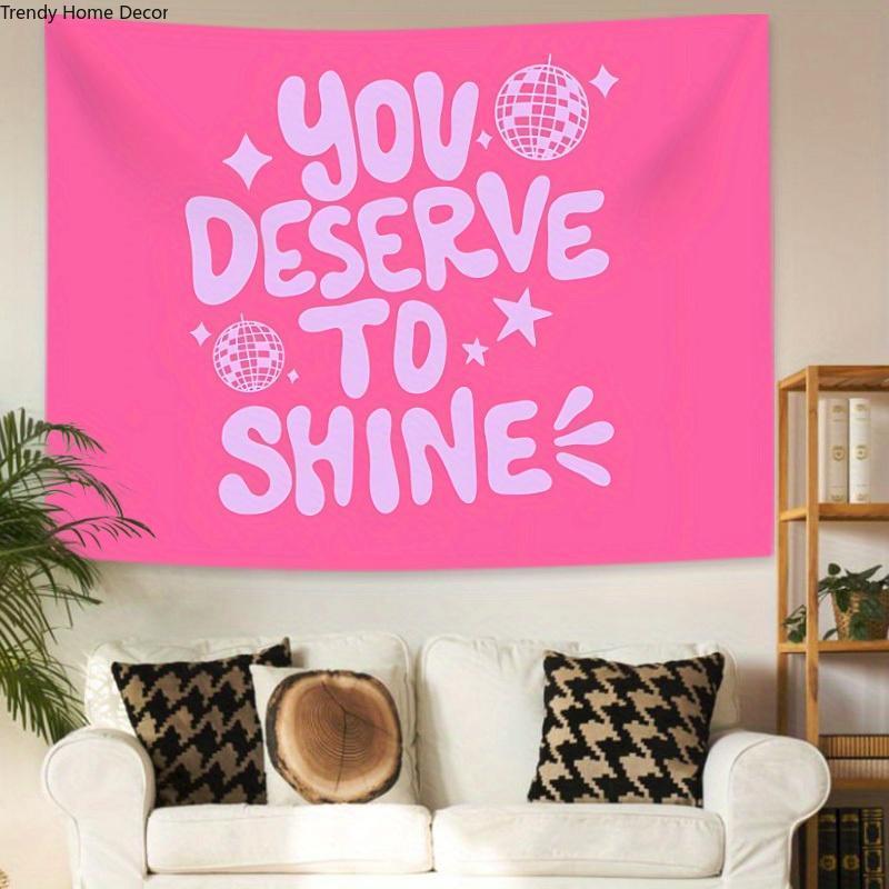 Christmas 2024 Ornament - Chic Pink Tapestry with Inspirational Quotes - Polyester Wall Hanging for Bedroom & Home Office Decor