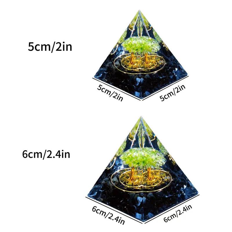 Pyramid Design Resin Ornament, 1 Count Creative Tree Of Life Decorative Resin Crafts, Desktop Ornaments for Home Dormitory Office School