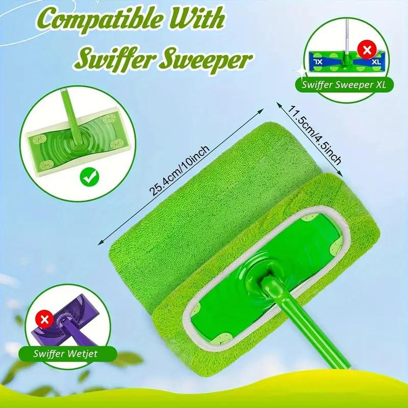 8 Pieces, Strong and Durable Green Mop Cloth - Reusable Replacement Mop Pad, High Absorbent, Dust Removal Mop Head Cover, Dry and Wet, Easy To Clean Floor Stains