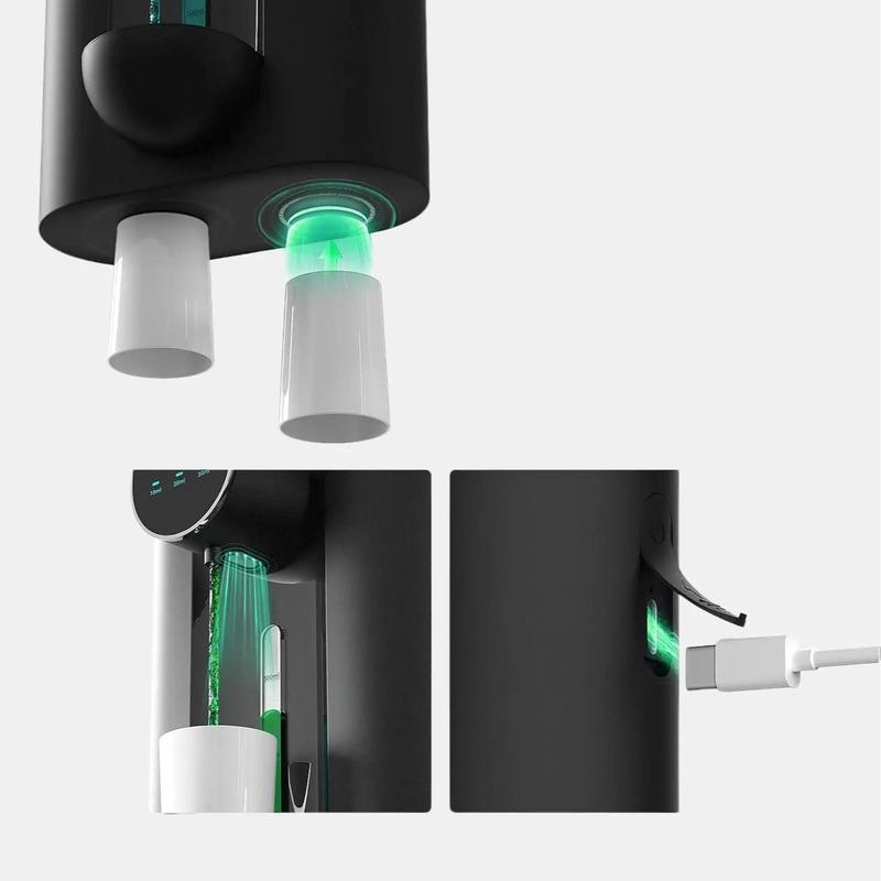 OyLik Automatic Mouthwash Dispenser 18.26 oz Touchless Mouthwash Dispenser for Bathroom 2 Magnetic Cup USB Rechargeable and 3 Dispensing Levels with Led Screen Wall-Mounted or Countertop Use-Black Adjustable Traditional