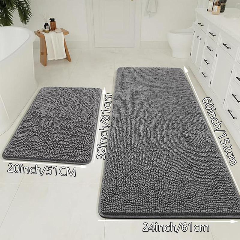 Bathroom Mat Set, 2 Counts set Soft Non-slip Bath Rug, Rectangular Mat, Water Absorbent Bathroom Mat, Bathroom Accessories