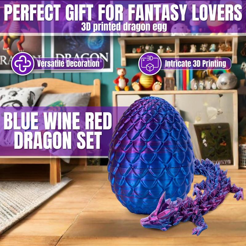 3D Printed Dragon Egg & Dragon Design Figurine, 1 Count Creative Animal Themed Decoration, Ornament for Home Office Bedroom Desk