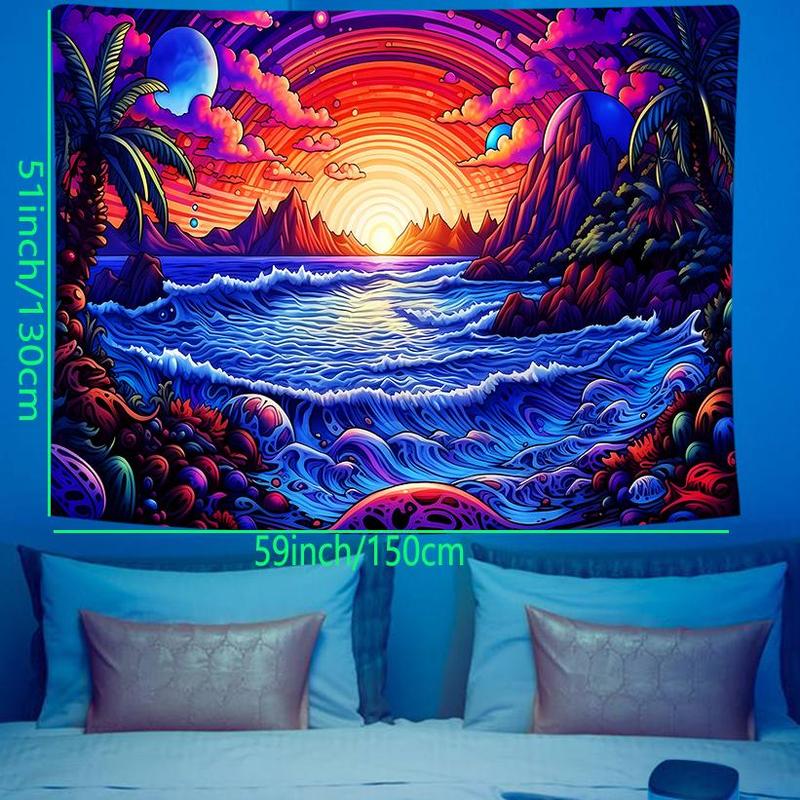 Sunset & Beach Pattern Tapestry, Wall Hanging Tapestry, Wall Art Decor for Home Living Room Bedroom