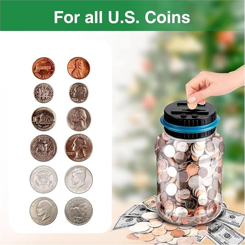 Form good habits,Educational mathtoy, baby education digital piggybank, Refuse to waste，transparent coin jar, liquidcrystal automatic counting coin jar,1.8L large coin counter(Boys and girls) Decor Ornaments Christmas gift