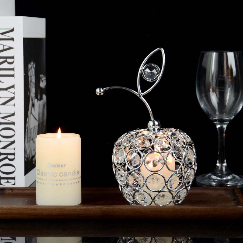 Artificial Crystal Fruit Shaped Candle Holder, 3 Counts set Hollow Out Candle Holder, Home Decor Supplies for Living Room Bedroom Dining Room