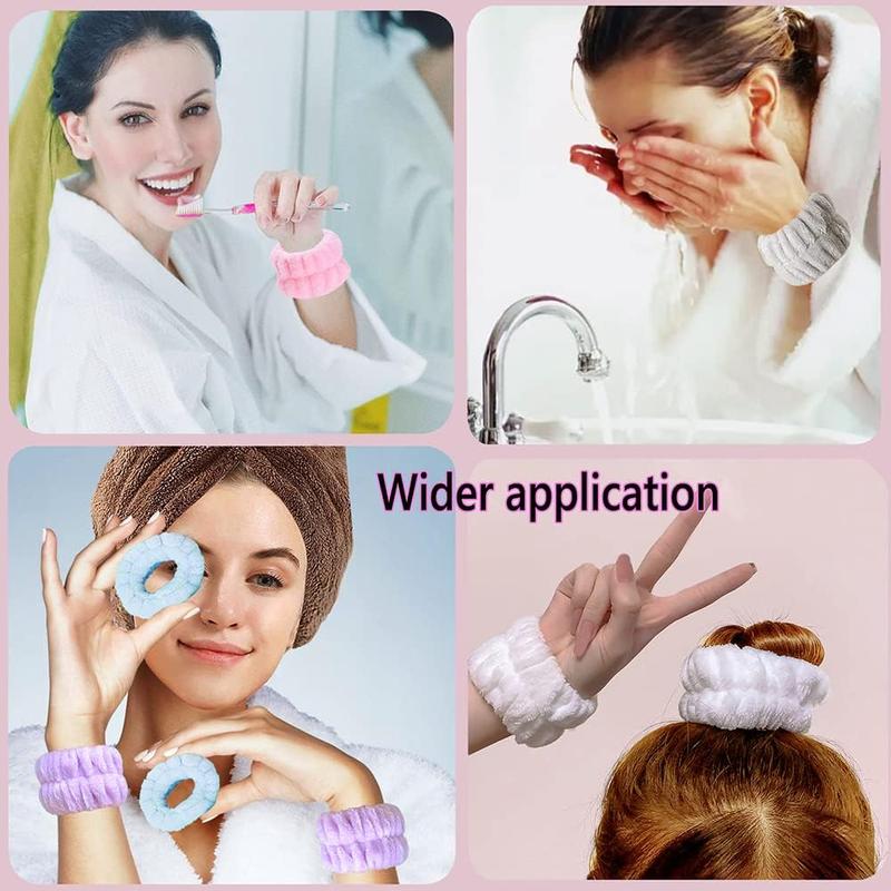 Spring Face Washing Wristband, 10pcs set Flannel Soft Wrist Towel, Comfortable Reusable Multifunctional Face Washing Wristband, Face Washing Wristband for Women & Girls