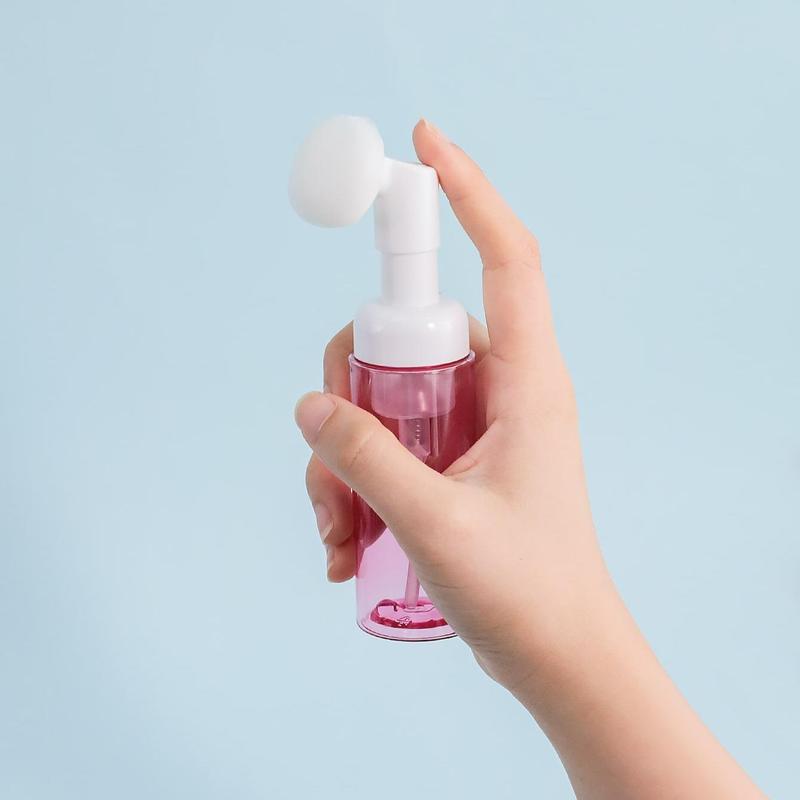 60ml Silicone Brush Foaming Bottle, Refillable Empty Pump Bottles, Clear Foam Dispenser for Liquid Soap & Cream