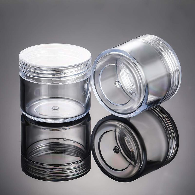 20 Pieces Clear Lid Round Pot Jars Plastic Cosmetic Containers Set for Liquid Creams Sample, 20 ml  0.7 oz - Organiser, Bottles