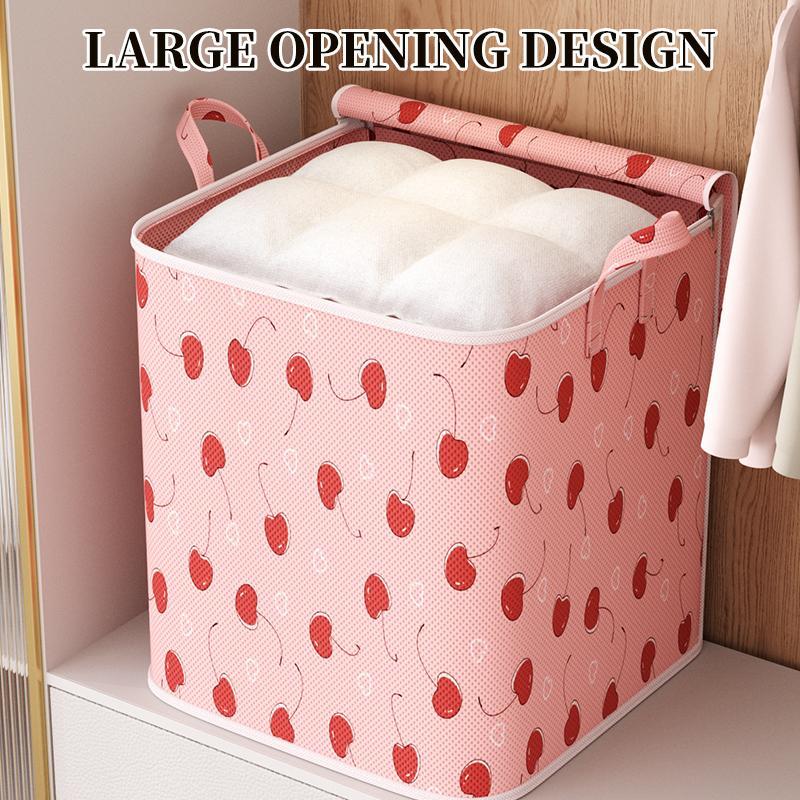 Cherry Pattern Dustproof Bedding Storage Bag, 1 Count Portable Large Capacity Non-woven Fabric Clothes Storage Bag, Household Moving Bag, Summer Gift, Cool Bedroom Accessories for Cheap, Summer Gift Ideas, Chill Room Accessories