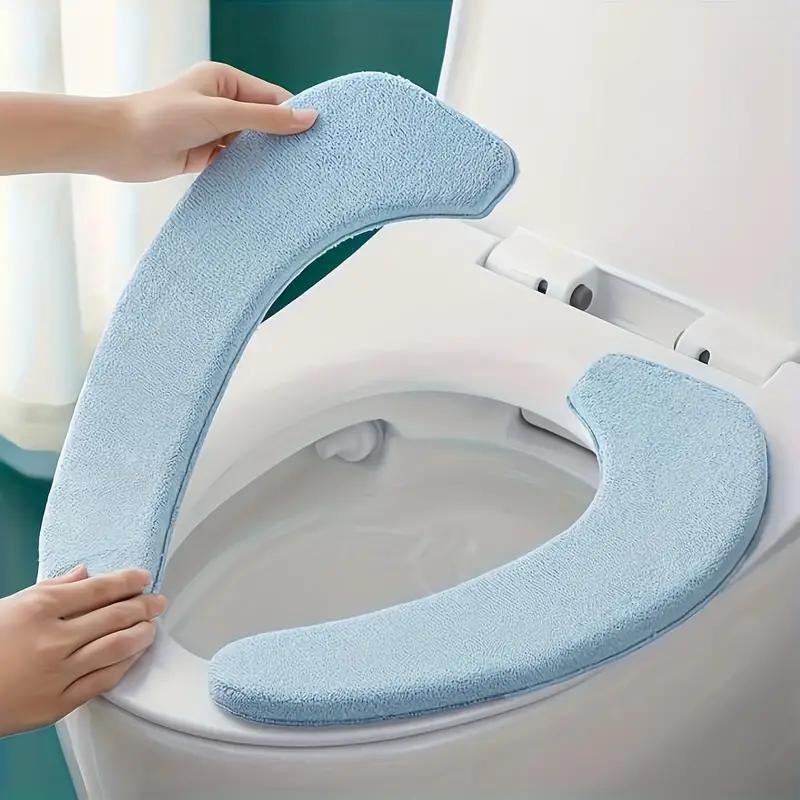 Plush Toilet Seat Cover, 1 Pair Soft Thickened Washable Toilet Seat Pad, Bathroom Supplies for Home Hotel Salon Dormitory