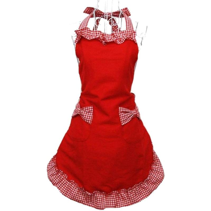 Cute Retro Lovely Vintage Ladies Kitchen Flirty Vintage Aprons for Women Girls with Pockets for Mothers Day Gift