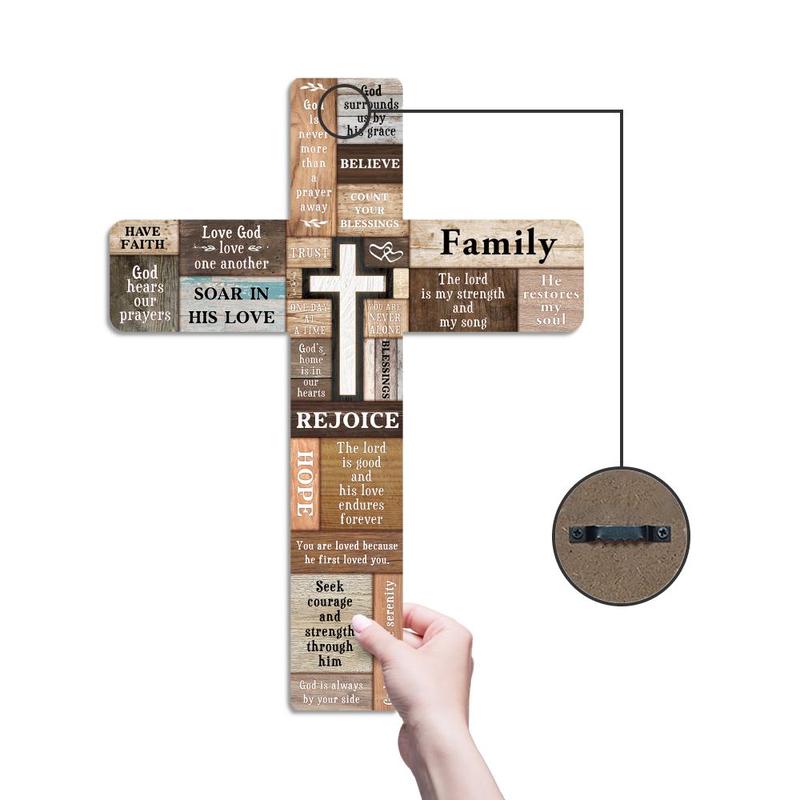 Wooden Wall Cross, 1 Count Wall Mounted Cross, Wall Art Decor for Home Church Farmhouse, Home Decor, Room Decor, Bedroom Decor